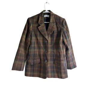 White Stag Plaid Wool Type Jacket Blazer Womens Vintage Classic Brown Size M?